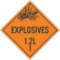 Nmc Explosives 1.2L 1 Dot Placard Sign, Pk10, Material: Pressure Sensitive Removable Vinyl .0045 DL91PR10