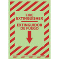 Nmc Fire Extinguisher Sign - Bilingual, 14 in Height, 10 in Width, Glow Polyester GL401PB
