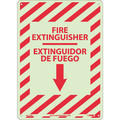 Nmc Fire Extinguisher Sign - Bilingual, 14 in Height, 10 in Width, Glow Rigid GL401RB