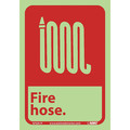 Nmc Fire Hose Sign, 10 in Height, 7 in Width, Glow Polyester GFGA1P