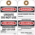 Nmc Danger Unsafe Do Not Use Bilingual Tag, Pk25 RPT221G