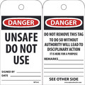Nmc Danger Unsafe Do Not Use Signed By___ Date___Tag, Pk25 RPT34C