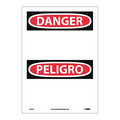 Nmc Danger Sign, 10" W, 14" H, English, Spanish, Vinyl, White ESD1PB