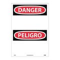 Nmc Danger Sign, 14" W, 20" H, English, Spanish, Vinyl, White ESD1PC