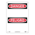 Nmc Danger Sign, 10" W, 14" H, English, Spanish, Plastic, White ESD1RB