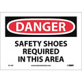 Nmc Sign, Danger Safety Shoes Req In This Are, 7 in Height, 10 in Width, Pressure Sensitive Vinyl D110P