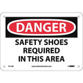Nmc Sign, Danger Safety Shoes Req In This Are, 7 in Height, 10 in Width, Rigid Plastic D110R