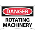 Nmc Danger Rotating Machinery Sign, 10 in Height, 14 in Width, Rigid Plastic D608RB