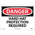 Nmc Safety Sign, Danger, Hard Hat Protection Required, Mounting Holes D544RB
