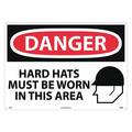 Nmc Sign, Lg Frm Danger Hard Hats Must Be Wo, 20 in Height, 28 in Width, Aluminum D633AD