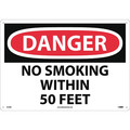 Nmc Large Format Danger No Smoking Within 50 Feet Sign, D124RC D124RC