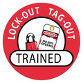 Nmc Lock-Out Tag-Out Trained Hard Hat Emblem, Pk25 HH47