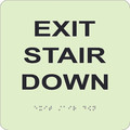 Nmc Glow Exit Stair Down Braille Sign GADA105BK