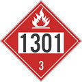 Nmc Flammable Dot Placard Sign, 1301 3, Pk10, Material: Adhesive Backed Vinyl DL186P10