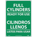 Nmc Full Cylinders Ready For Use Sign - Bilingual, M743AB M743AB