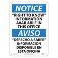 Nmc Sign, Notice, Right To Know, Info Avail, 14 in Height, 10 in Width, Rigid Plastic ESN379RB