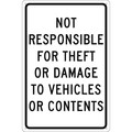 Nmc Not Responsible For Theft Or Damage To Vehicles Or Contents Sign, TM68G TM68G