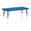 Correll Rectangle Adjustable Height Activity Kids School Table, 24" W X 60" L X 19" to 29" H, Blue A2460-REC-37