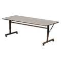Correll Deluxe Adjustable Height Flip Top Training Table, 24" W, 72" L, Melamine Laminate Top, Walnut FT2472M-01