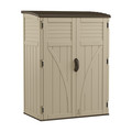 Suncast 54 cu ft Resin Vertical Storage Shed, 4 ft 5 in W x 2 ft 8.5 in D x 5 ft 11.5 in H, Sand/Mustang BMS5700