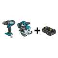 Makita Cordless Combo Kit, 18.0 V, 2 Tools, 2 Batt XFD10Z, XSC02Z + BL1840B-2