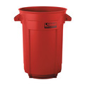 Suncast Commercial 44 gal. Round Plastic Utility Trash Can, 44 gal., Red, Red, Snap-On, HDPE BMTCU44R