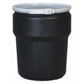 Eagle Mfg Open Head Poly Drum, w/Lock Ring, 10 gal., 10 gal, High-Density-Polyethylene 1609BLK