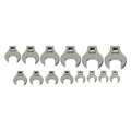 Williams 3/8" Drive Crowfoot Wrench Set, 3/8" D, 14pcs., SAE, 14 pcs, Open End, High Polished Chrome 10741