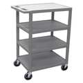 Luxor Utility Cart, Four Flat Shelf, Injection Molded Thermoplastic Resin, 4 Shelves, 300 lb BC45-G