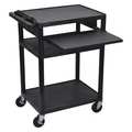 Luxor Molded Plastic (Shelf) Cart, (3) Shelf with Pull Out Shelf, 3 Shelves, 400 lb. LP34LE-B