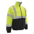 Erb Safety Jacket, Class 3, Hi-Viz, Lime, Polyester, L 63946