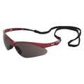 Erb Safety Safety Glasses, Red Frame, Gray, Gray Scratch-Resistant 15334