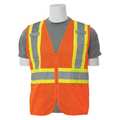 Erb Safety Vest, Hi-Viz, Orange, Contrasting Trim, L 61824