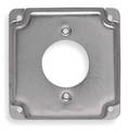 Raco Electrical Box Cover, Square, 2 Gang, Square, Galvanized Zinc, Single Receptacle 811C