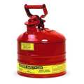 Justrite 2 1/2 gal Red Steel Type I Safety Can Flammables 7125100