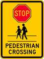 Lyle Stop Pedestrian Crossing Sign, 18" W, 24" H, English, Aluminum, White, Yellow TR-038-18HA