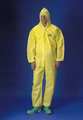 Lakeland Hooded Chemical Resistant Coveralls, Yellow, Non-Woven Laminate Polyethylene/Polypropylene, Zipper PBLC55428-LG