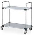 Metro Corrosion-Resistant Utility Cart with Flush Metal Shelves, Stainless Steel, (2) Raised, 2 Shelves MW108