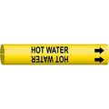 Brady Pipe Marker, Hot Water, Y, 1-1/2 to2-3/8 In, 4079-B 4079-B