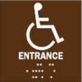 Brady Handicap Entrance Sign, 8"X8", Plastic, Sign Background Color: Black, 73447 73447