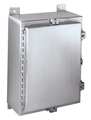 Wiegmann 304 Stainless Steel Enclosure, 24 in H, 24 in W, 12 in D, NEMA 3R; 4; 4X; 12, Hinged SSN4242412