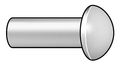 Zoro Select Solid Rivet, Round Head, 0.25 in Dia., 1 in L, Aluminum Body, 50 PK 30A0816-EA-50
