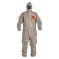Dupont Hooded Chemical Resistant Coveralls, 6 PK, Gray, Tychem(R) 6000, Zipper TF145TGY2X0006TV