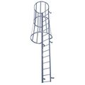 Cotterman 18 ft 3 in Fixed Ladder with Safety Cage, Steel, 19 Steps, Top Exit, Powder Coated Finish M19SC C1