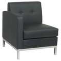 Office Star Black Arm Chair, 27" W 28-1/2" L 31" H, Leather Seat, Collection: Wall Street Series WST51LF-B18