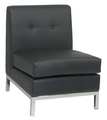 Office Star Black Chair, 23" W 28" L 31" H, Armless, Leather Seat, Collection: Wall Street Series WST51N-B18