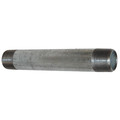 Zoro Select 1" MNPT x 10" TBE Galvanized Steel Pipe Nipple Sch 40 6P834
