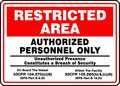 Accuform Security Sign, 12X18", BK and R/WHT, ENG MASE925XL