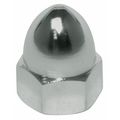 Zoro Select High Crown Cap Nut, #6-32, Steel, Plain, 27/64 in H, 10 PK CPB101