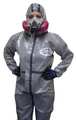 International Enviroguard Hooded Chemical Resistant Coveralls, 6 PK, Gray, Non-Woven Laminate, Zipper 7219GT-L